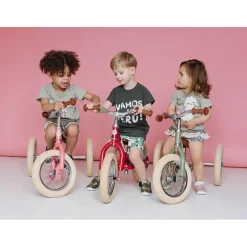 Trybike Tricycle Balance Bike, Vintage Blue with Retro Look