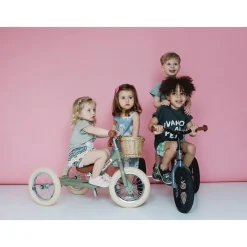 Trybike Tricycle Balance Bike, Vintage Blue with Retro Look