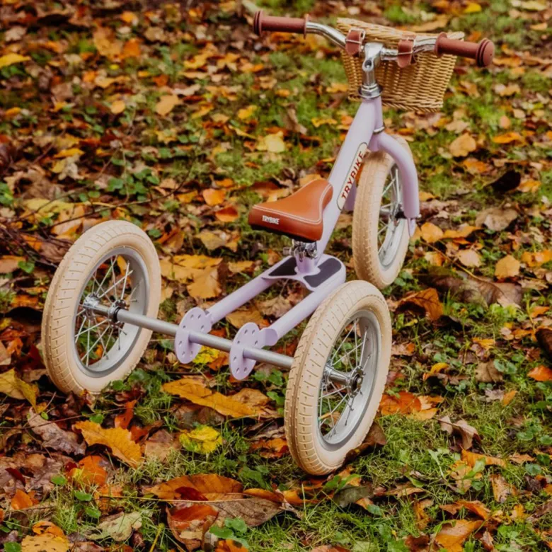 Trybike Tricycle Balance Bike, Vintage Purple with Retro Look