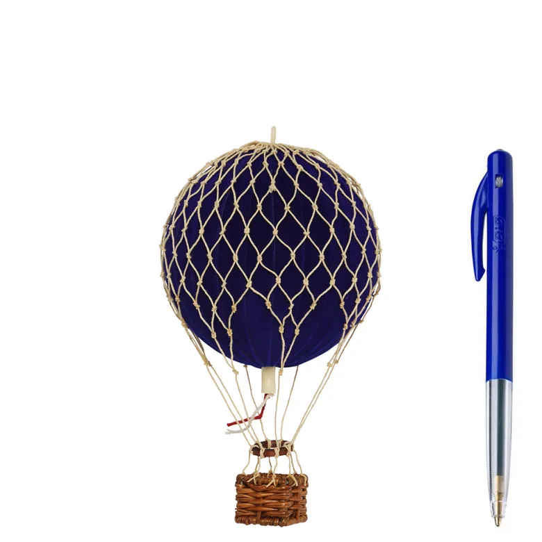 Velvet Blue Hot Air Balloon - H: 13 x D: 8.5 cm