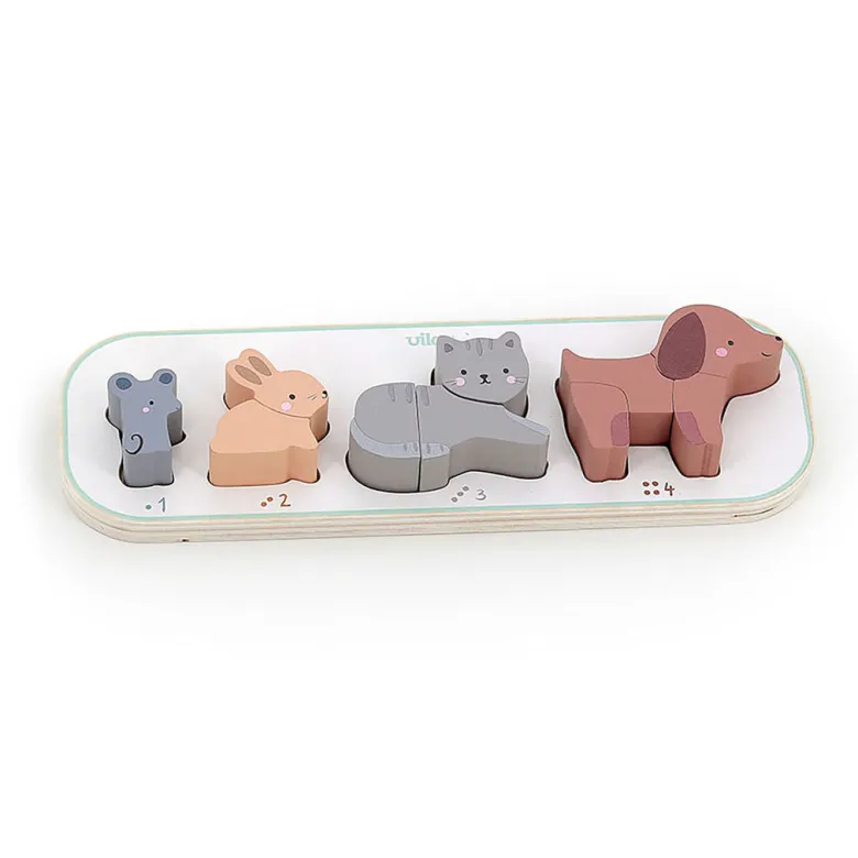 Vilac Puzzle with 10 Pieces - Four Animals