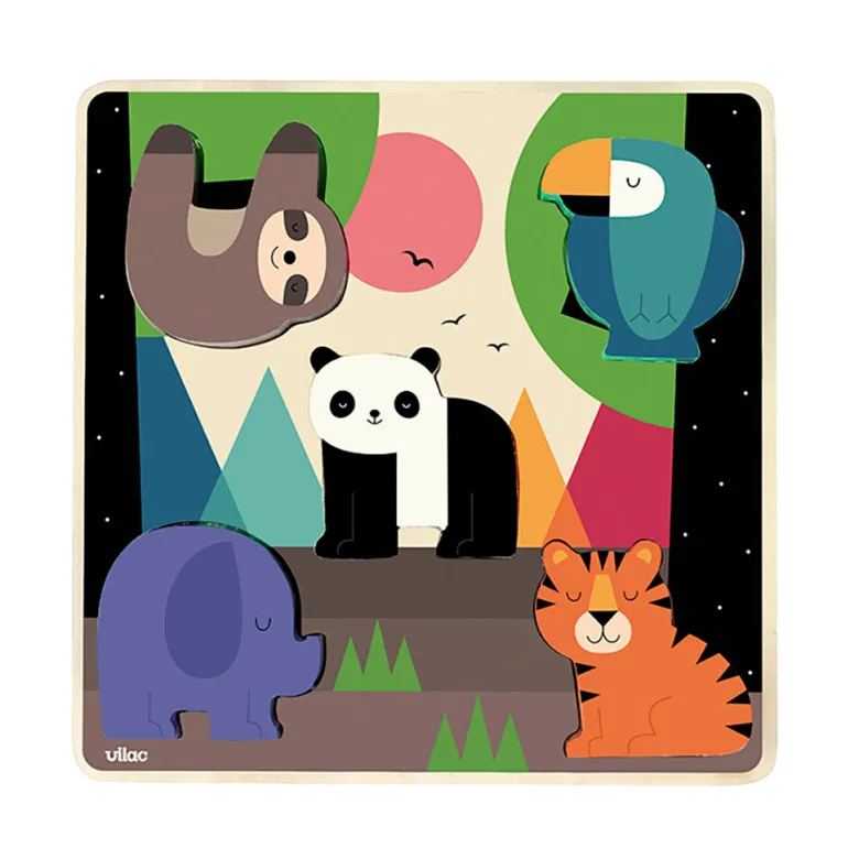 Vilac Puzzle with Sound, 5 Pieces - Jungle by Andy Westface