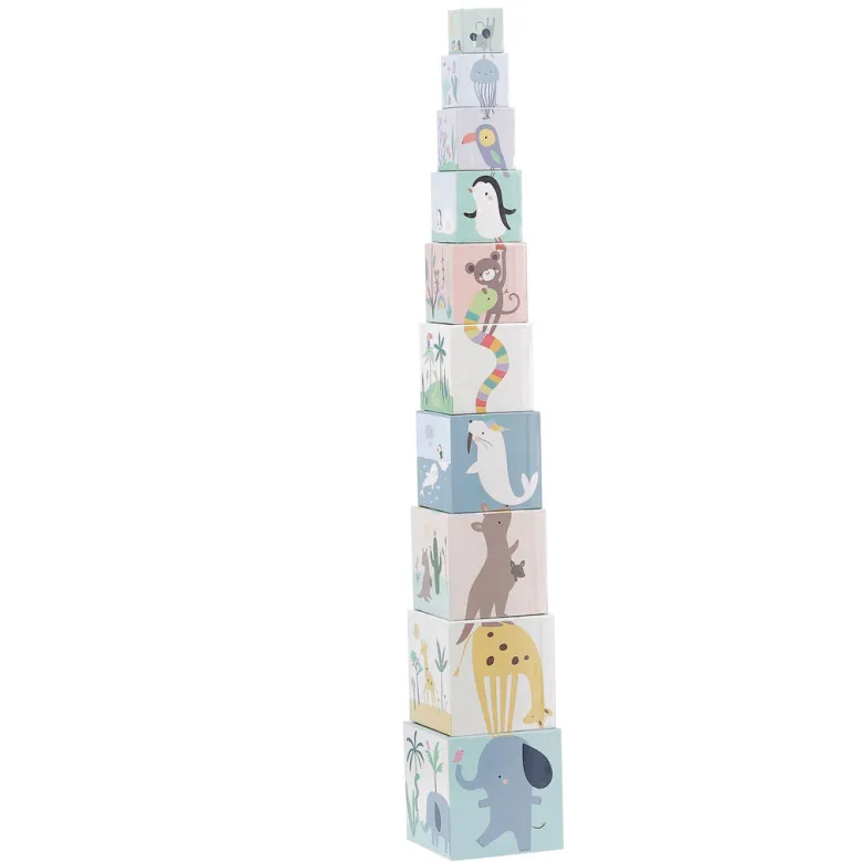 Vilac Stacking Blocks, Animals of the World