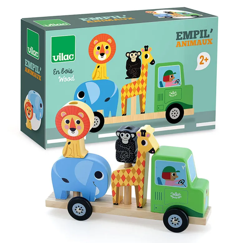 Vilac Tractor with Trailer and Stackable Animals