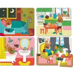 Vilac Wooden Jigsaw Puzzle, Home Theme – Set of 4