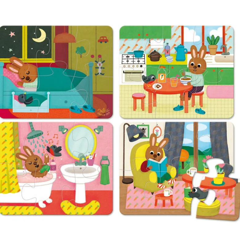 Vilac Wooden Jigsaw Puzzle, Home Theme – Set of 4