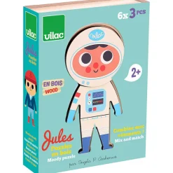 Vilac Wooden Puzzle, 6 x 3 Pieces - Jules by Ingela P Arrhenius