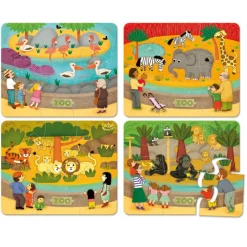 Vilac Wooden Puzzles, Zoo - Set of 4