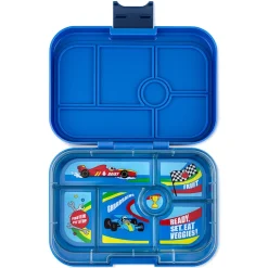 Yumbox lunchbox with 6 compartments, Original - Surf Blue / Race Cars tray