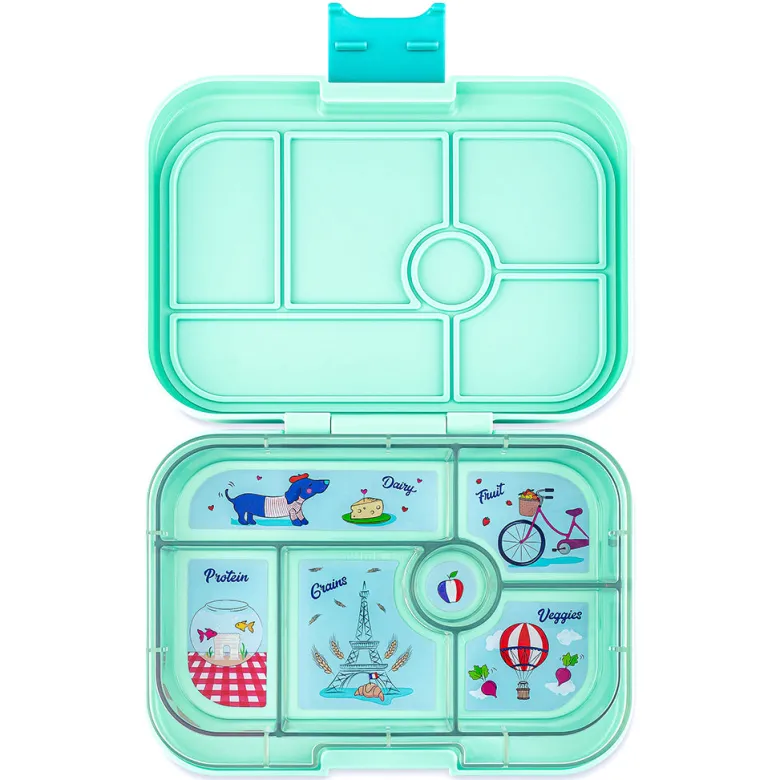 Yumbox Lunchbox with 6 Compartments, Original - Serene Aqua / Paris Tray