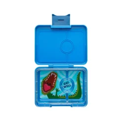 Yumbox Lunchbox with 3 Compartments, Snack - Surf Blue/Dinosaur