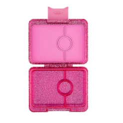 Yumbox Snack Lunchbox with 3 Compartments – Sparkle Pink Glitter/Pink Clear